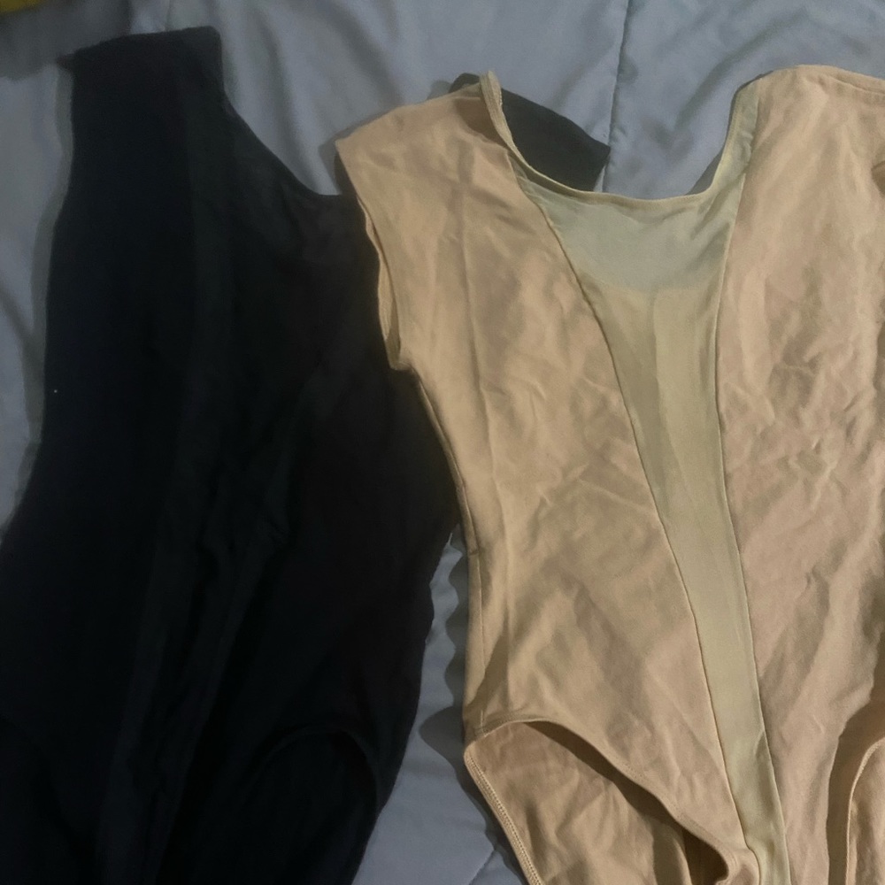 American Apparel Mesh body suit tan & black